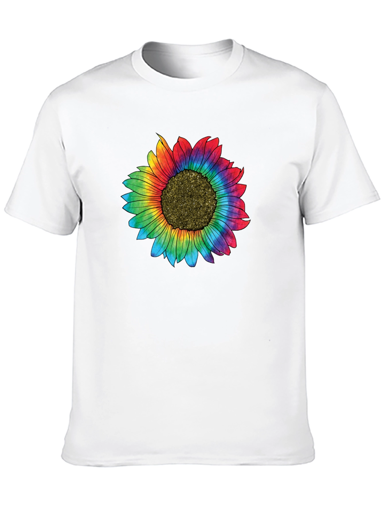 Rainbow Sunflower Graphic Tee - Unisex Black T-Shirt