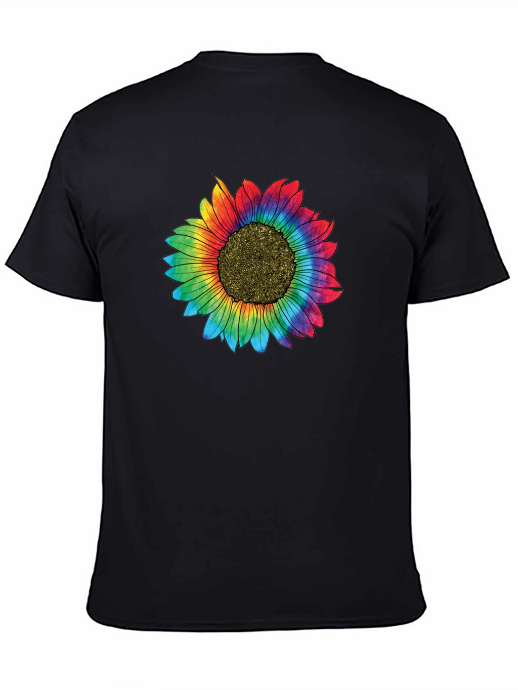 Rainbow Sunflower Graphic Tee - Unisex Black T-Shirt