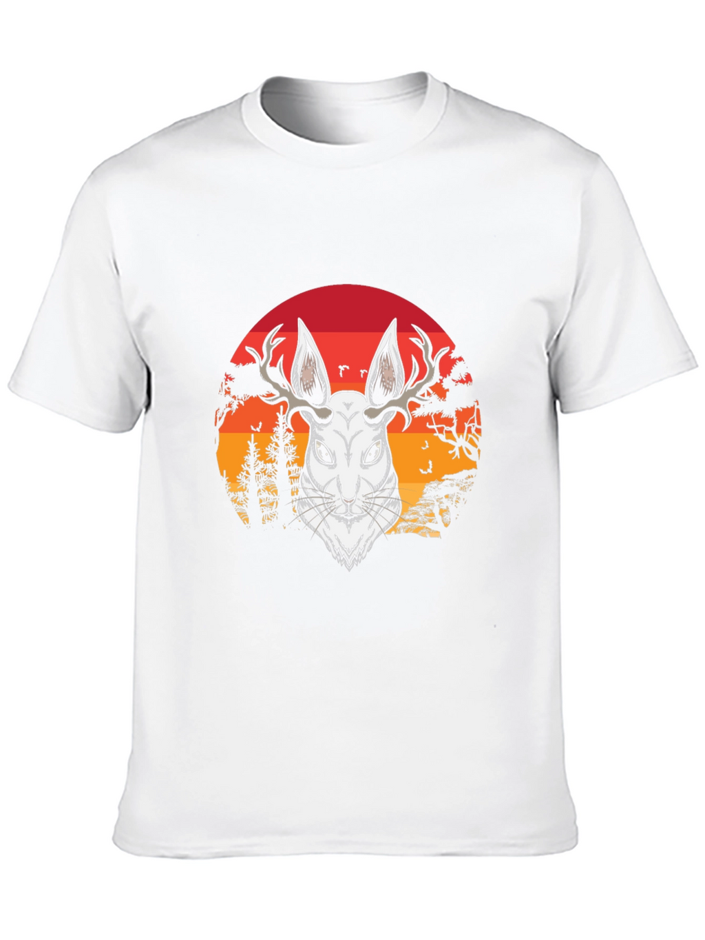 Antlered Hare Graphic Tee - Sunset Design