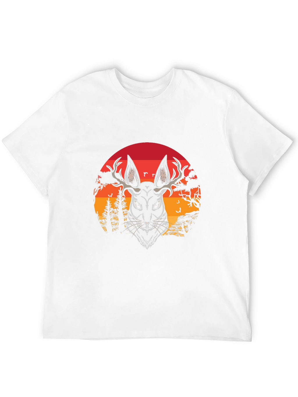 Antlered Hare Graphic Tee - Sunset Design