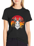 Antlered Hare Graphic Tee - Sunset Design