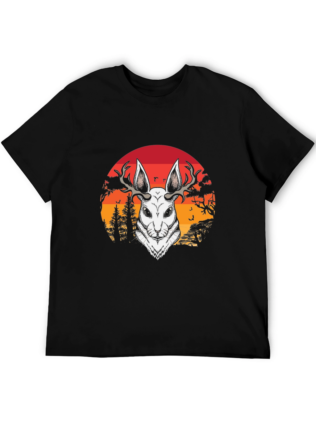 Antlered Hare Graphic Tee - Sunset Design