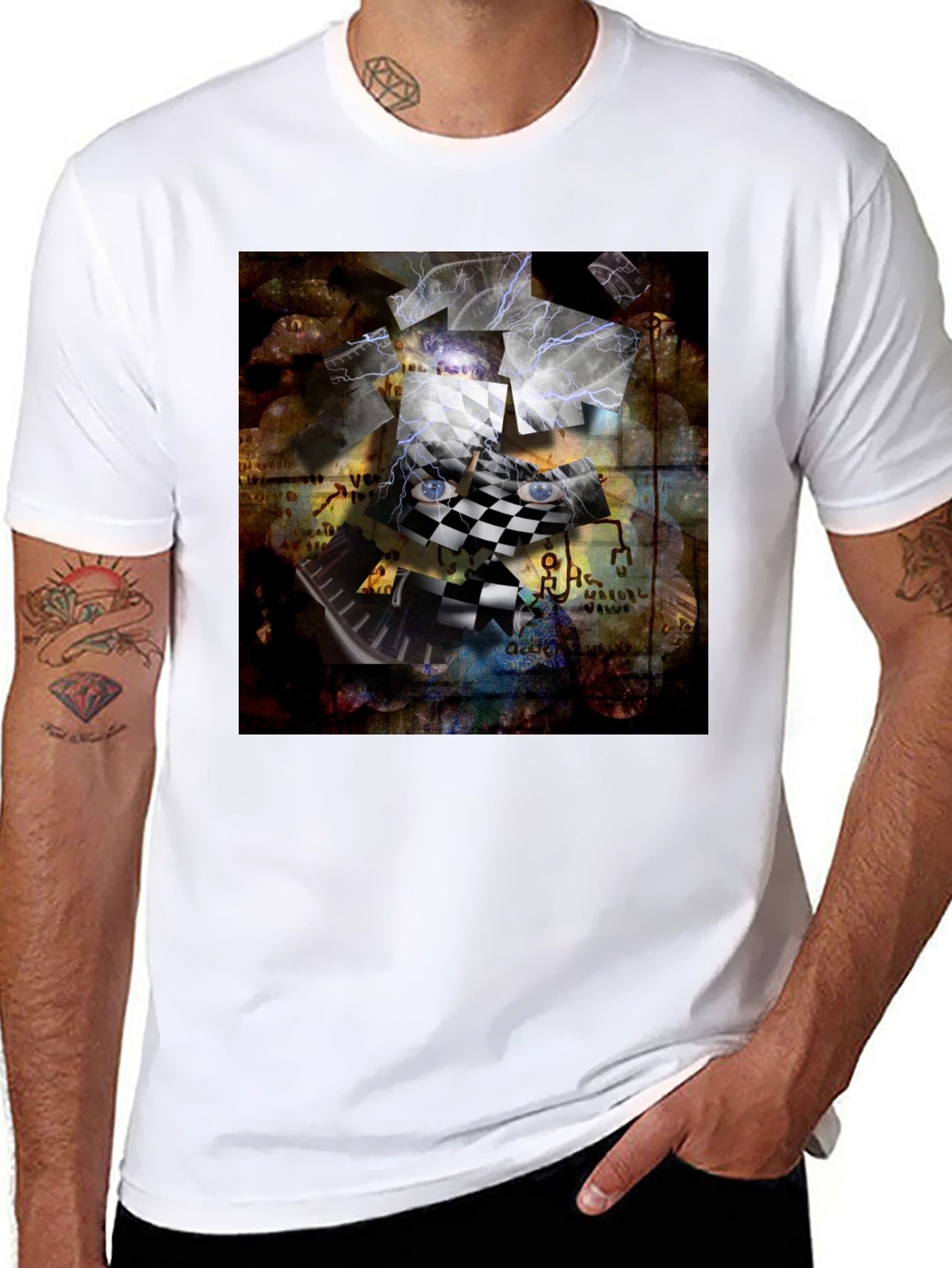 Abstract Chessboard Graphic Tee