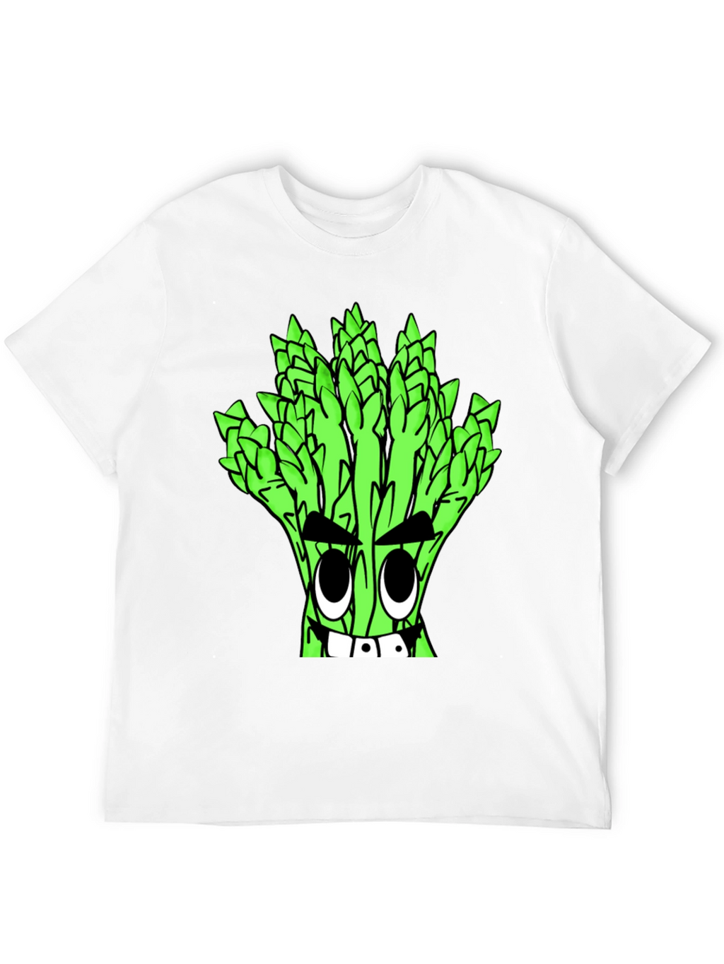 Asparagus Cartoon Graphic Tee - Quirky Black T-Shirt