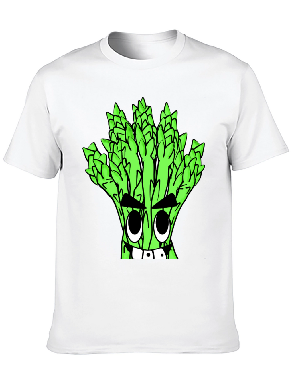 Asparagus Cartoon Graphic Tee - Quirky Black T-Shirt