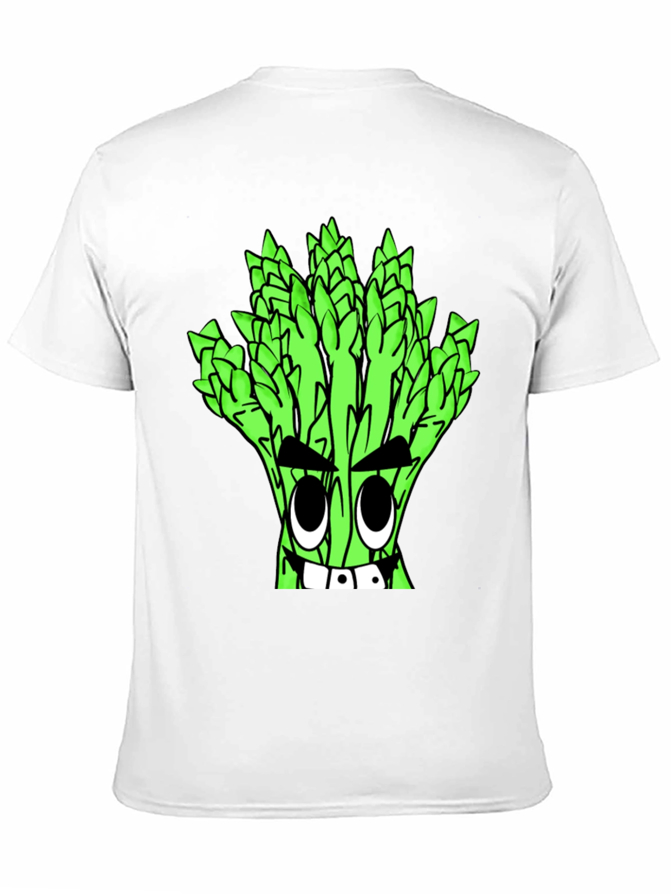 Asparagus Cartoon Graphic Tee - Quirky Black T-Shirt