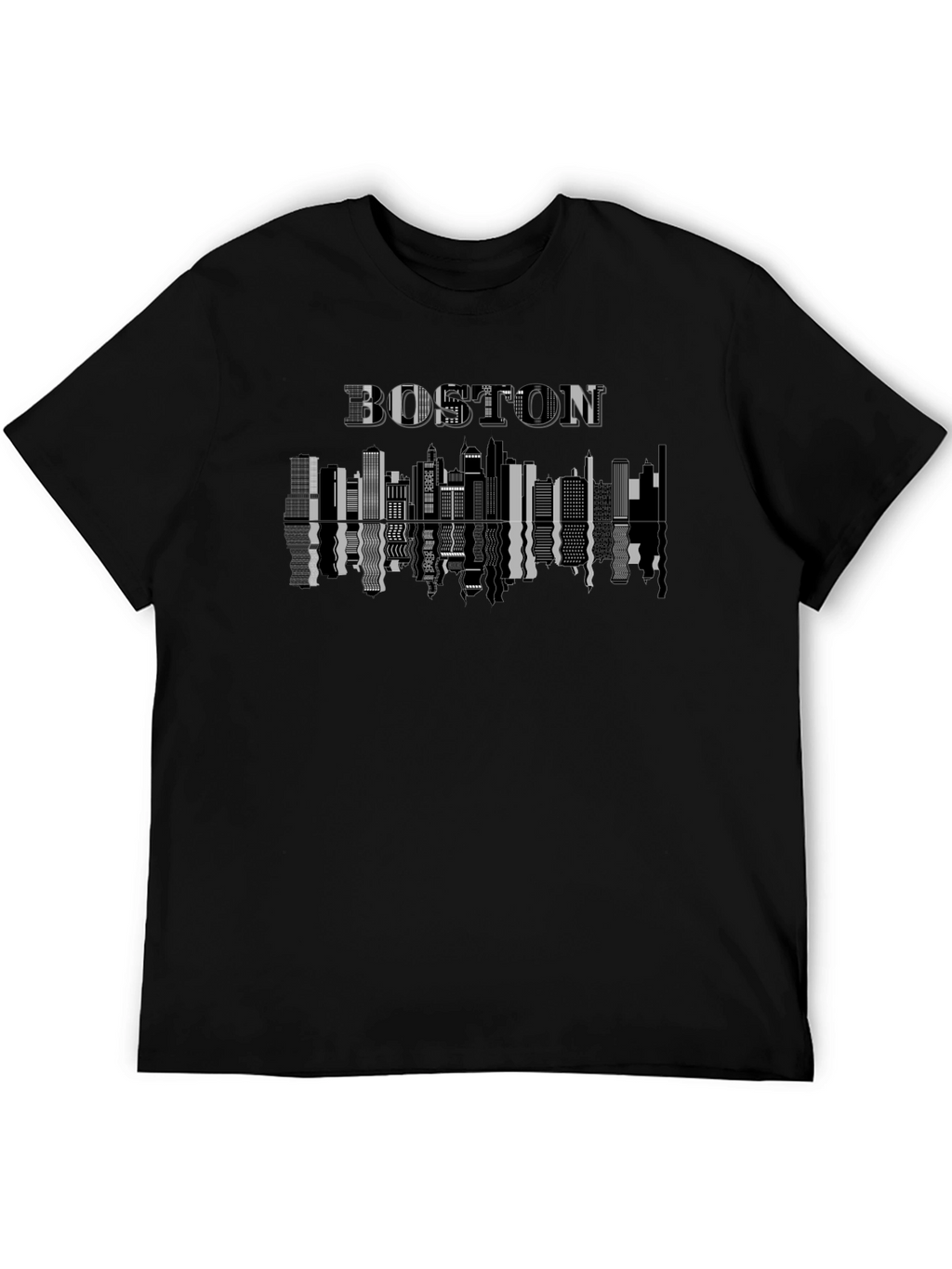 Boston Skyline Graphic Print Black T-Shirt