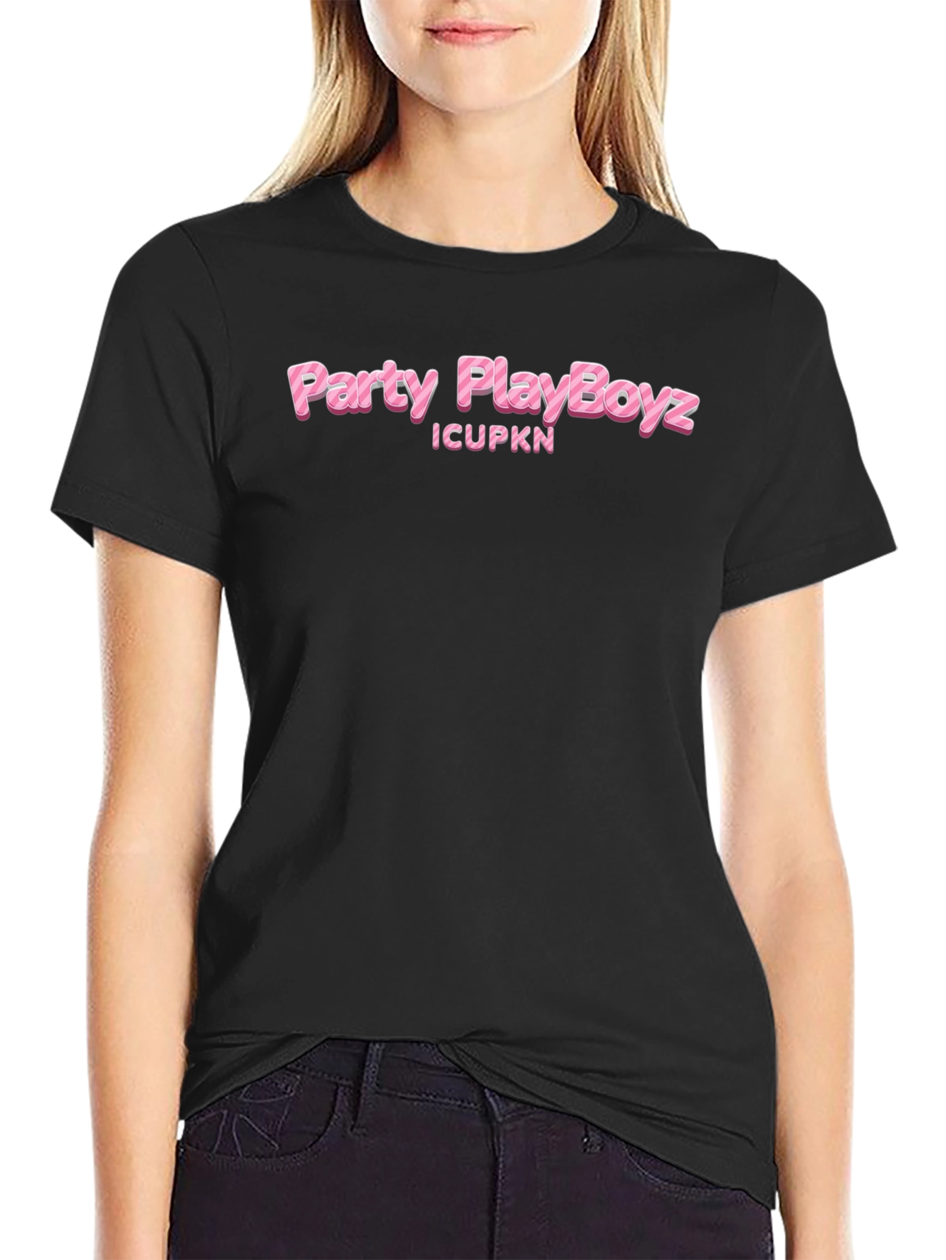 Party PlayBoyz Graphic T-Shirt - Black Crew Neck Tee