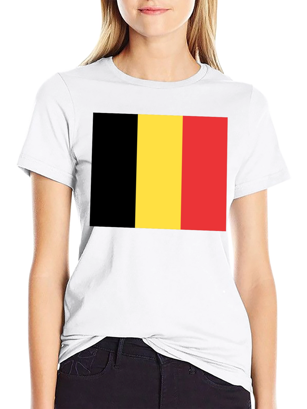 Belgium Flag T-Shirt - Black Crew Neck Tee