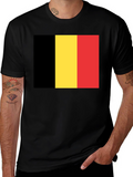 Belgium Flag T-Shirt - Black Crew Neck Tee