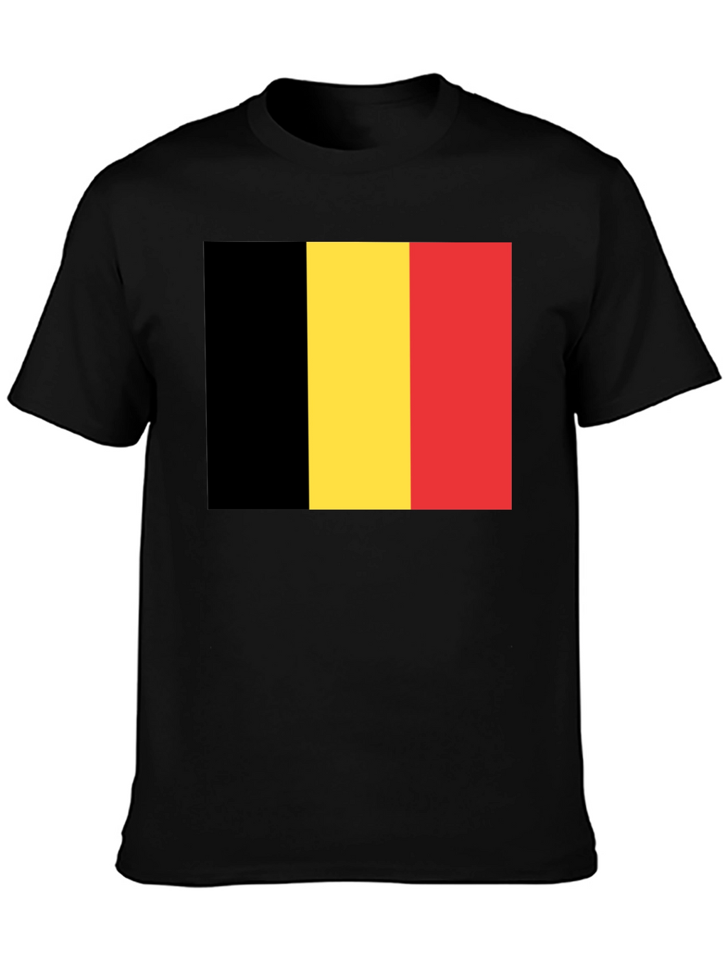 Belgium Flag T-Shirt - Black Crew Neck Tee