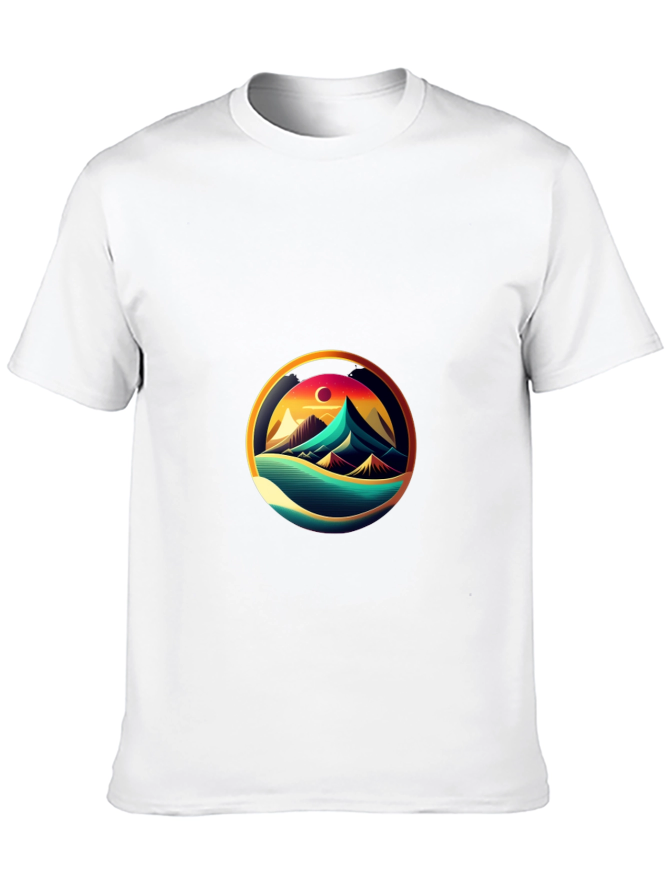 Mountain Horizon Graphic Tee - Black Cotton Casual Shirt