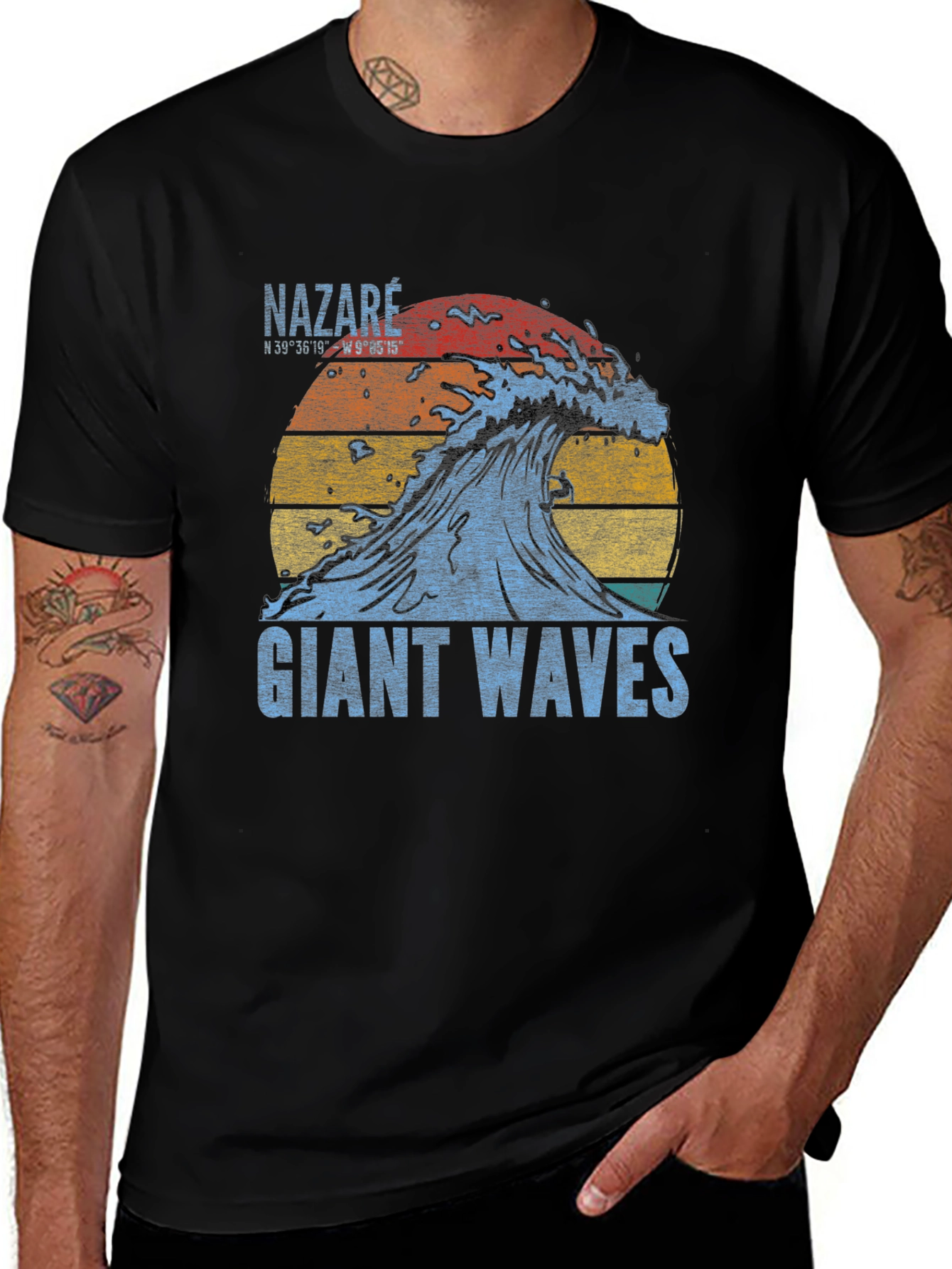 Nazare Giant Waves Graphic Tee - Vintage Surf T-Shirt