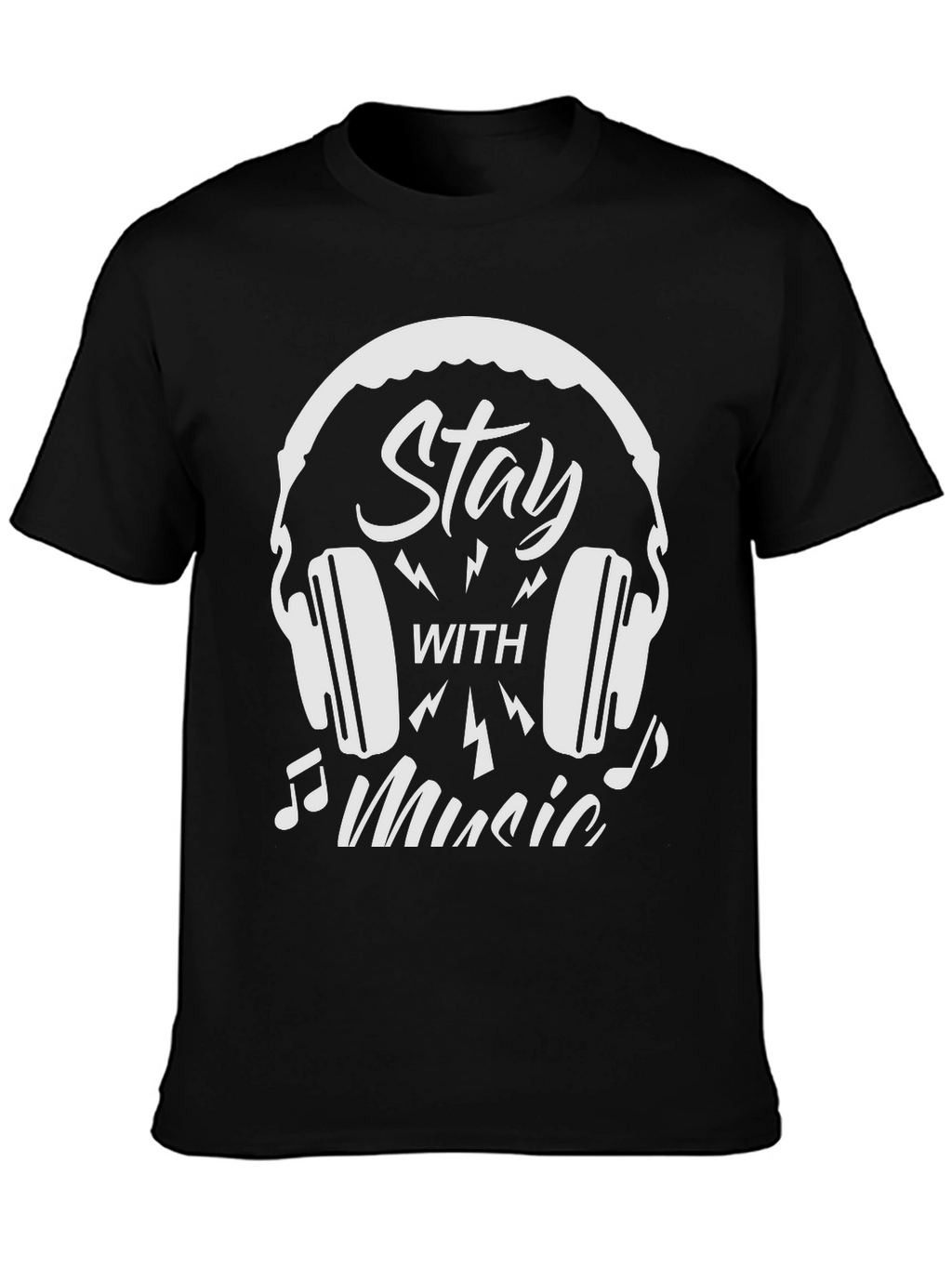 Stay With Music Graphic T-Shirt - Black