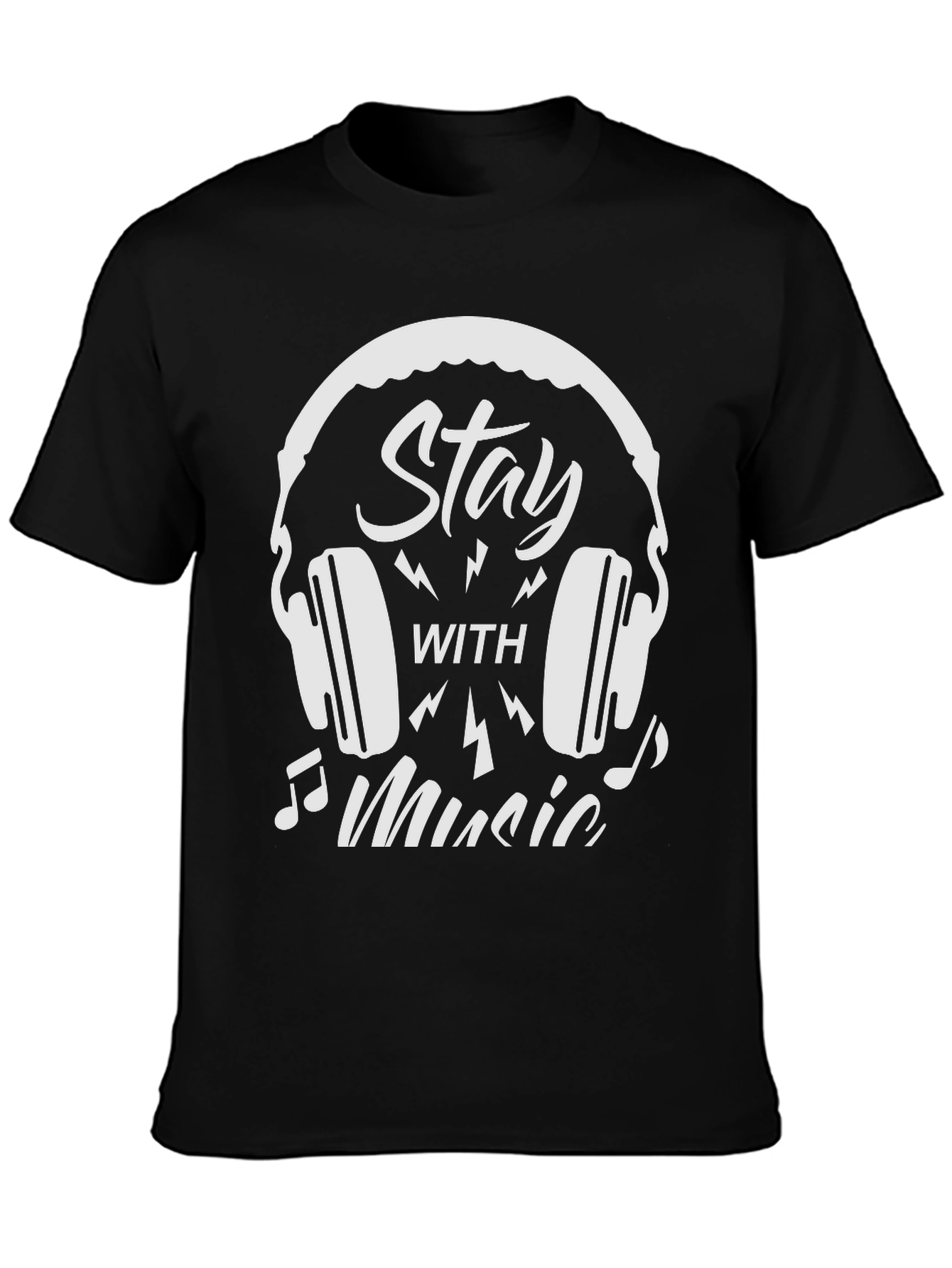 Stay With Music Graphic T-Shirt - Black