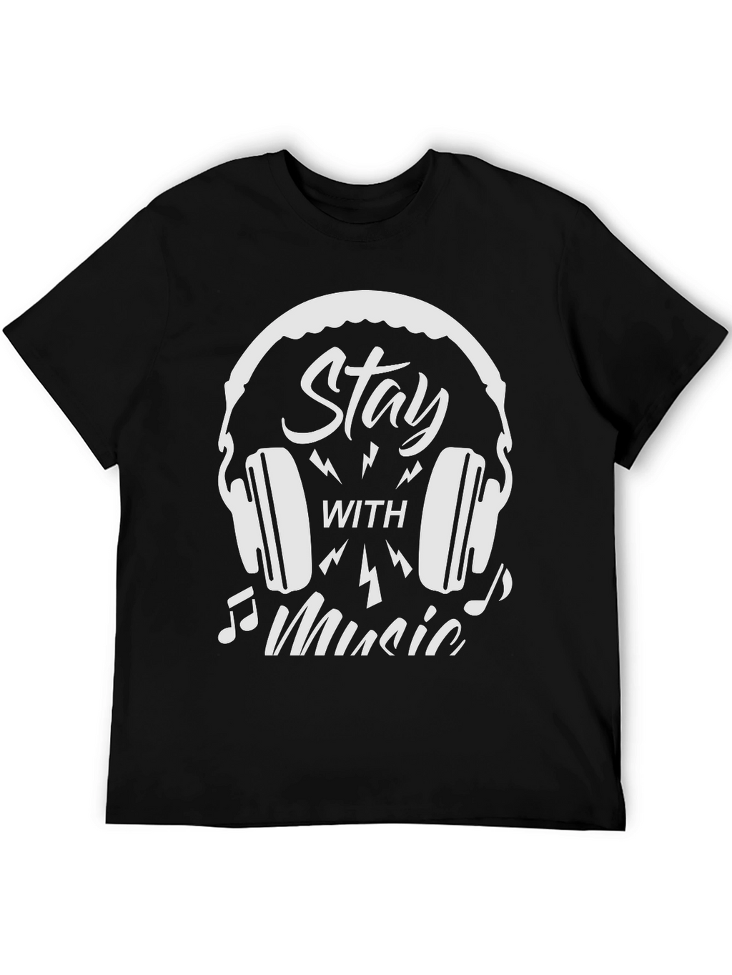 Stay With Music Graphic T-Shirt - Black