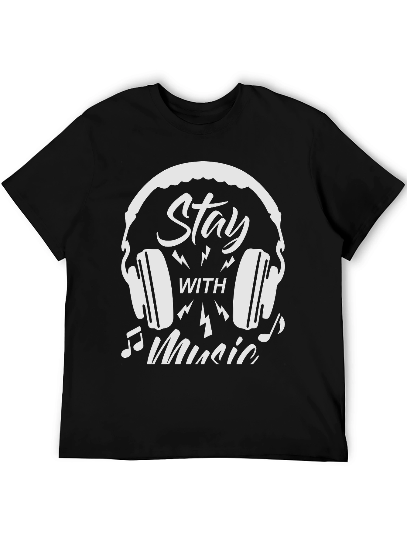 Stay With Music Graphic T-Shirt - Black
