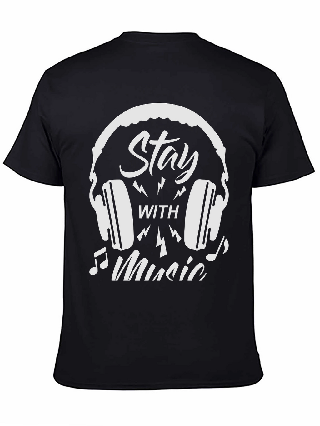 Stay With Music Graphic T-Shirt - Black