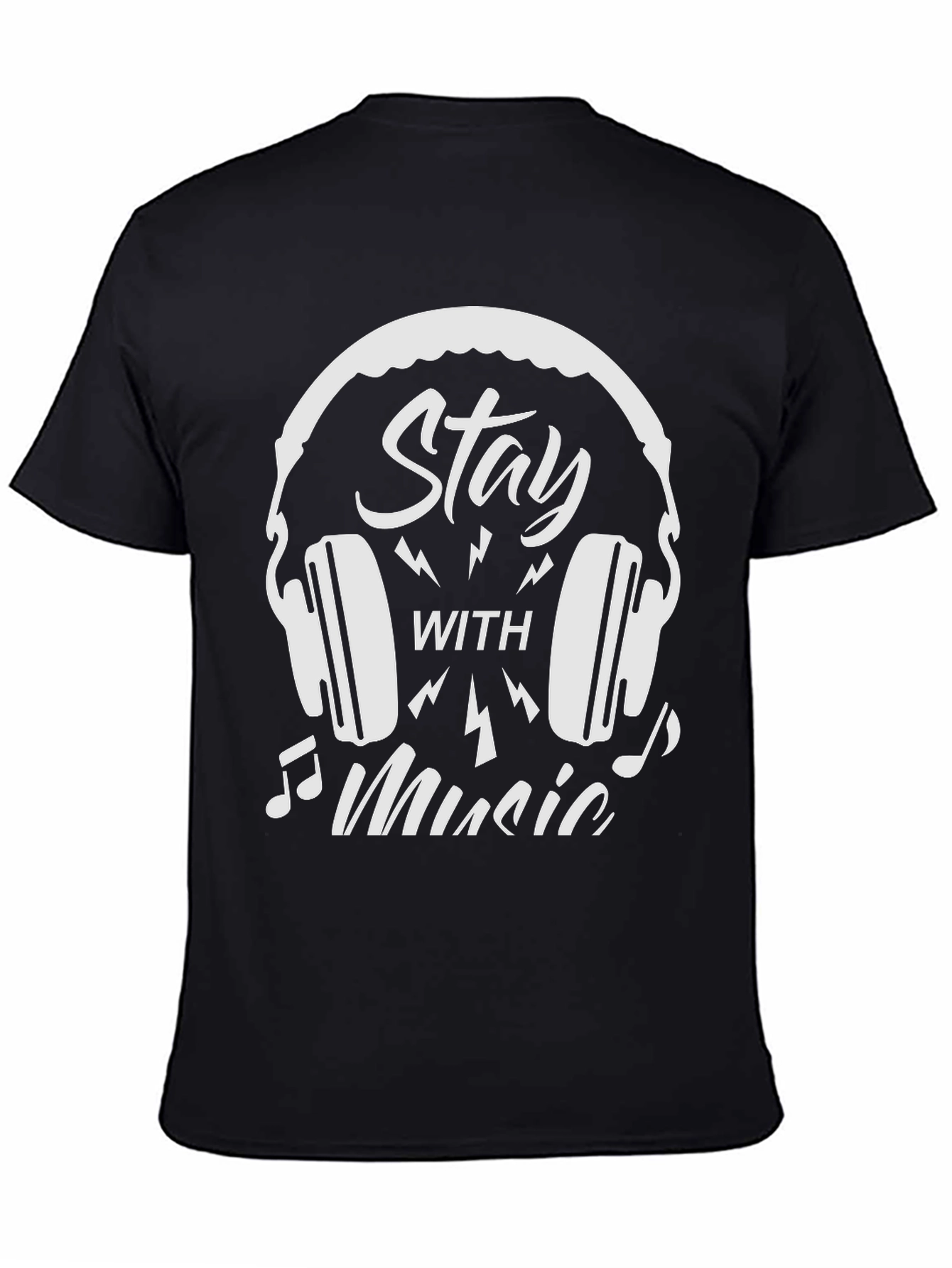 Stay With Music Graphic T-Shirt - Black