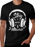 Stay With Music Graphic T-Shirt - Black