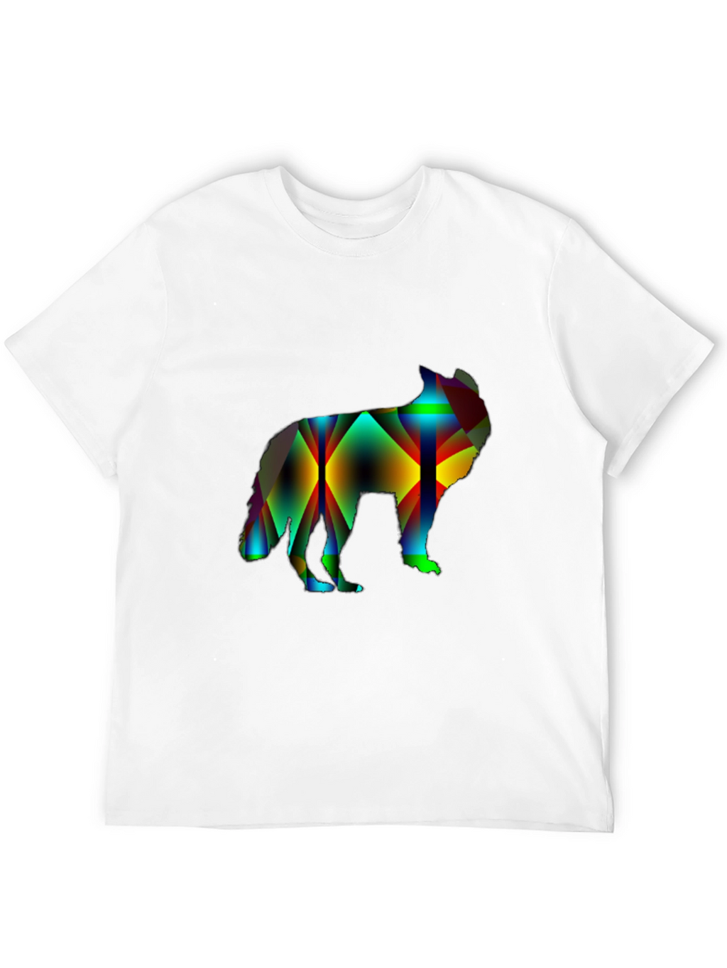 Abstract Wolf Graphic Print Black T-Shirt