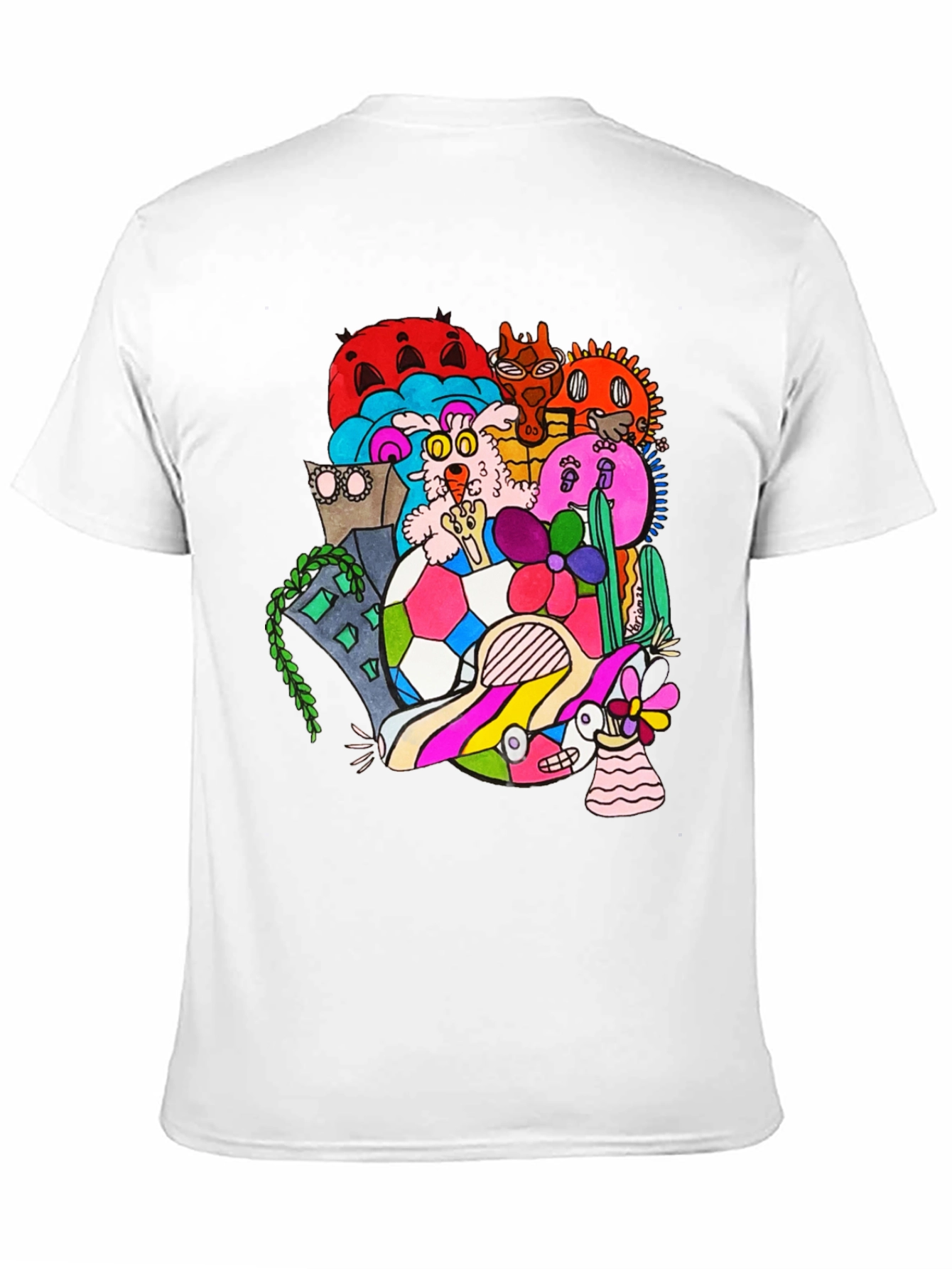 Doodle Art Tee - Unique Graphic Print Black T-Shirt