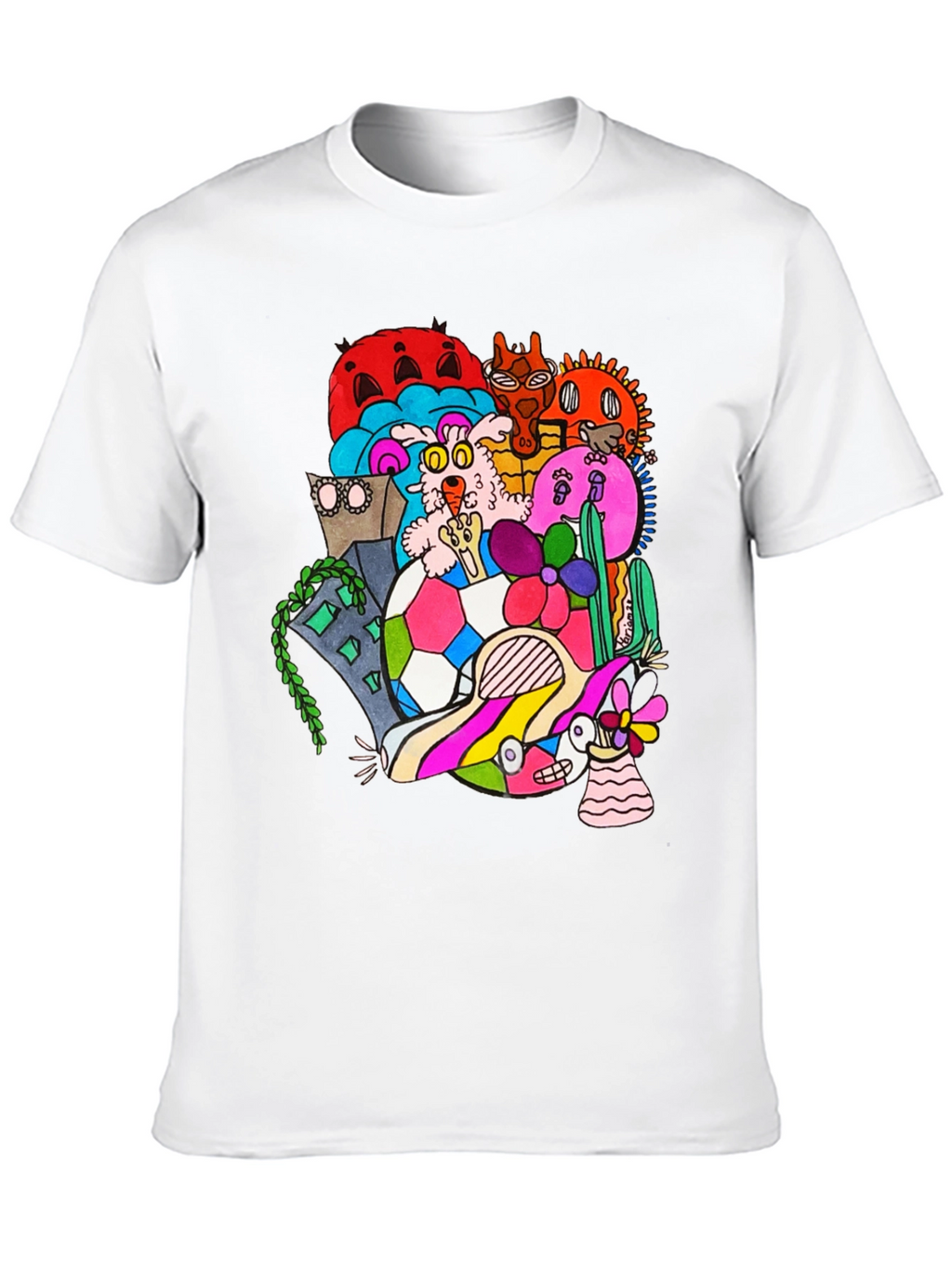 Doodle Art Tee - Unique Graphic Print Black T-Shirt