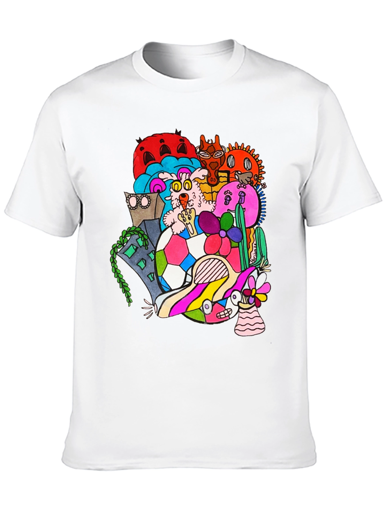 Doodle Art Tee - Unique Graphic Print Black T-Shirt