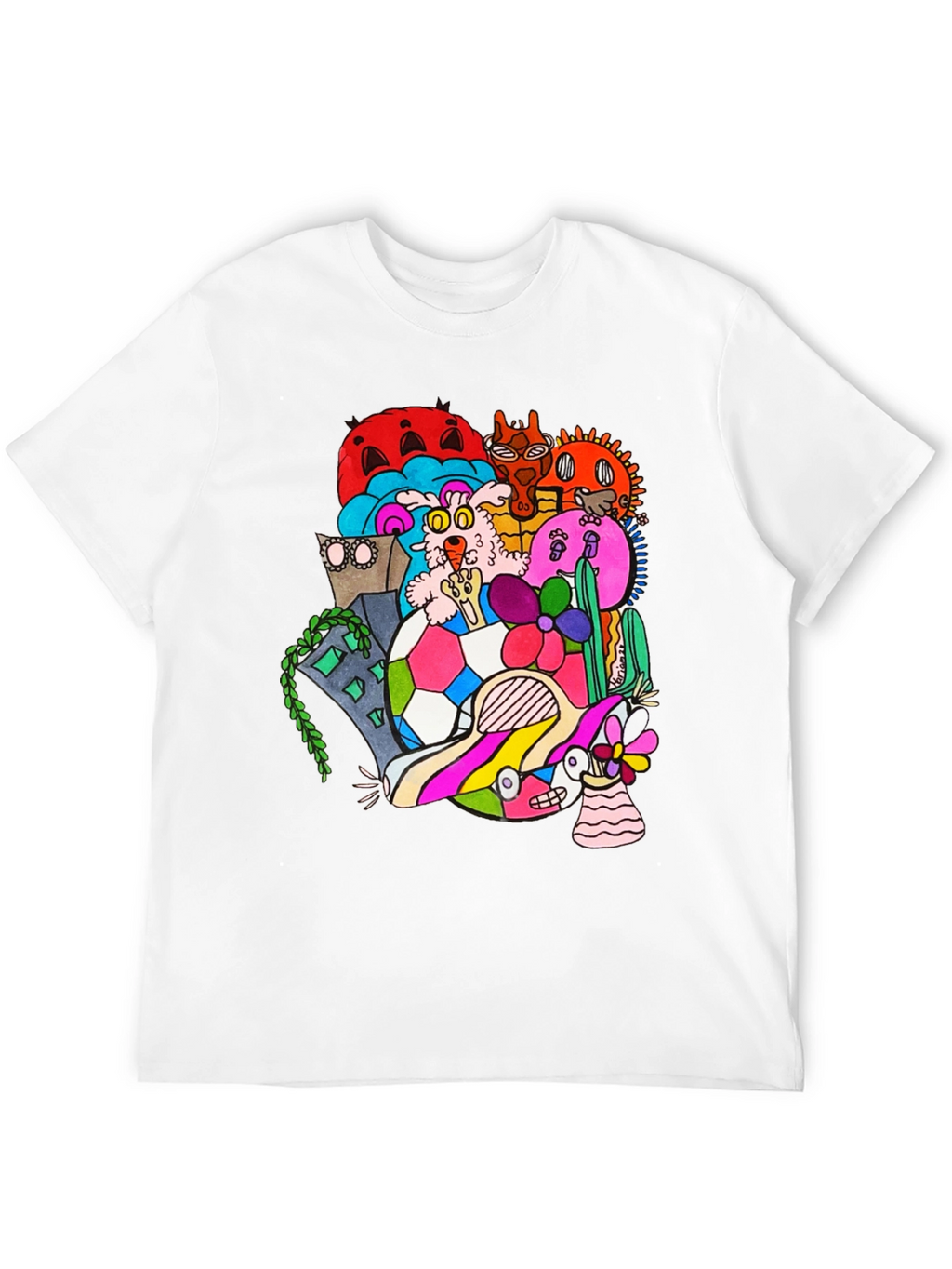 Doodle Art Tee - Unique Graphic Print Black T-Shirt