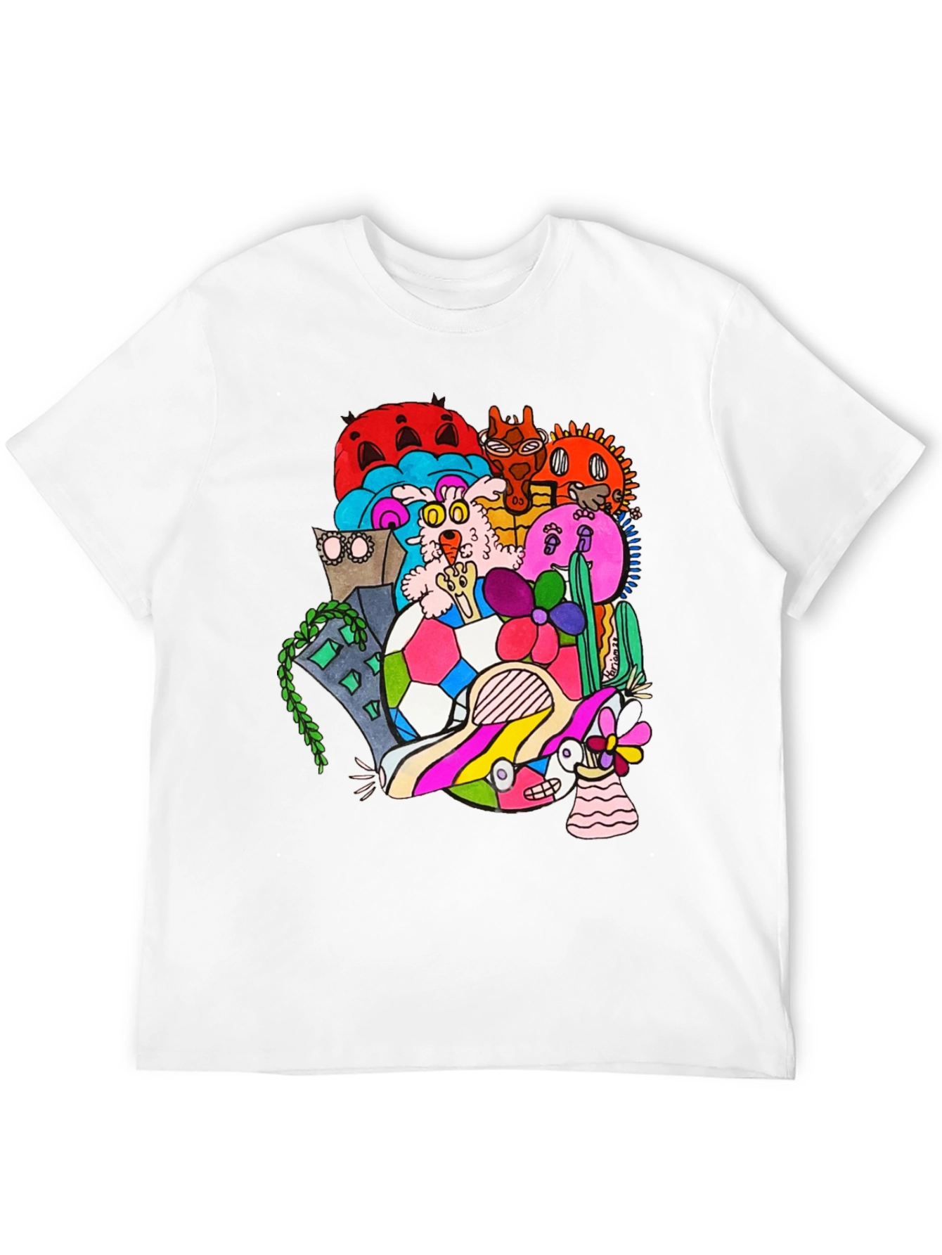 Doodle Art Tee - Unique Graphic Print Black T-Shirt