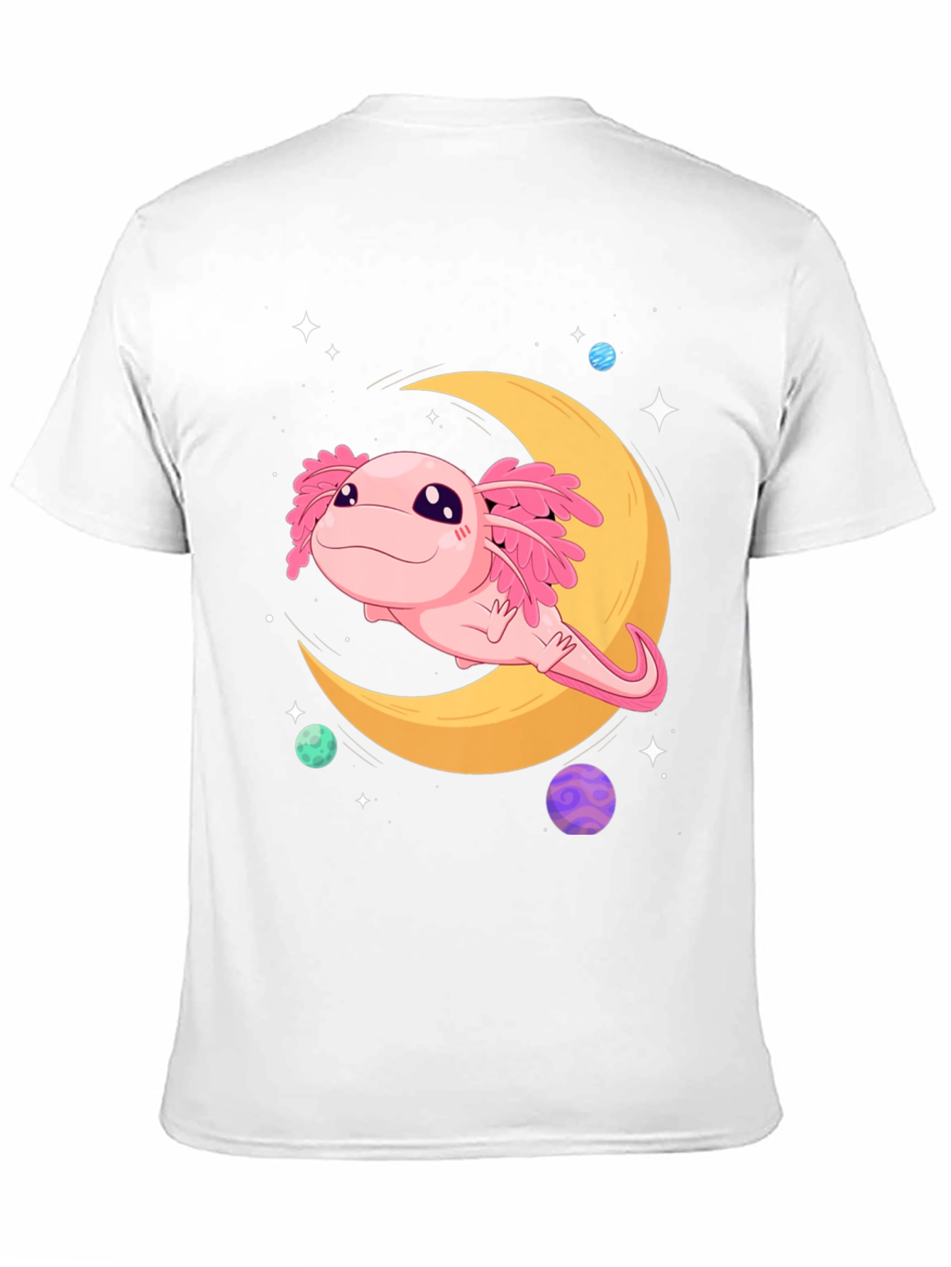 Axolotl Moon T-Shirt - Cute Space Design