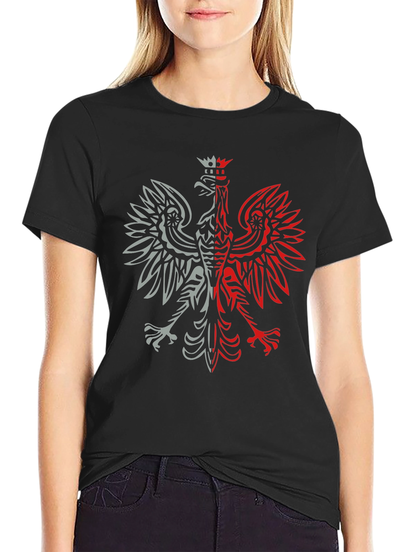 Polish Eagle Graphic Tee - Black Patriotic Shirt