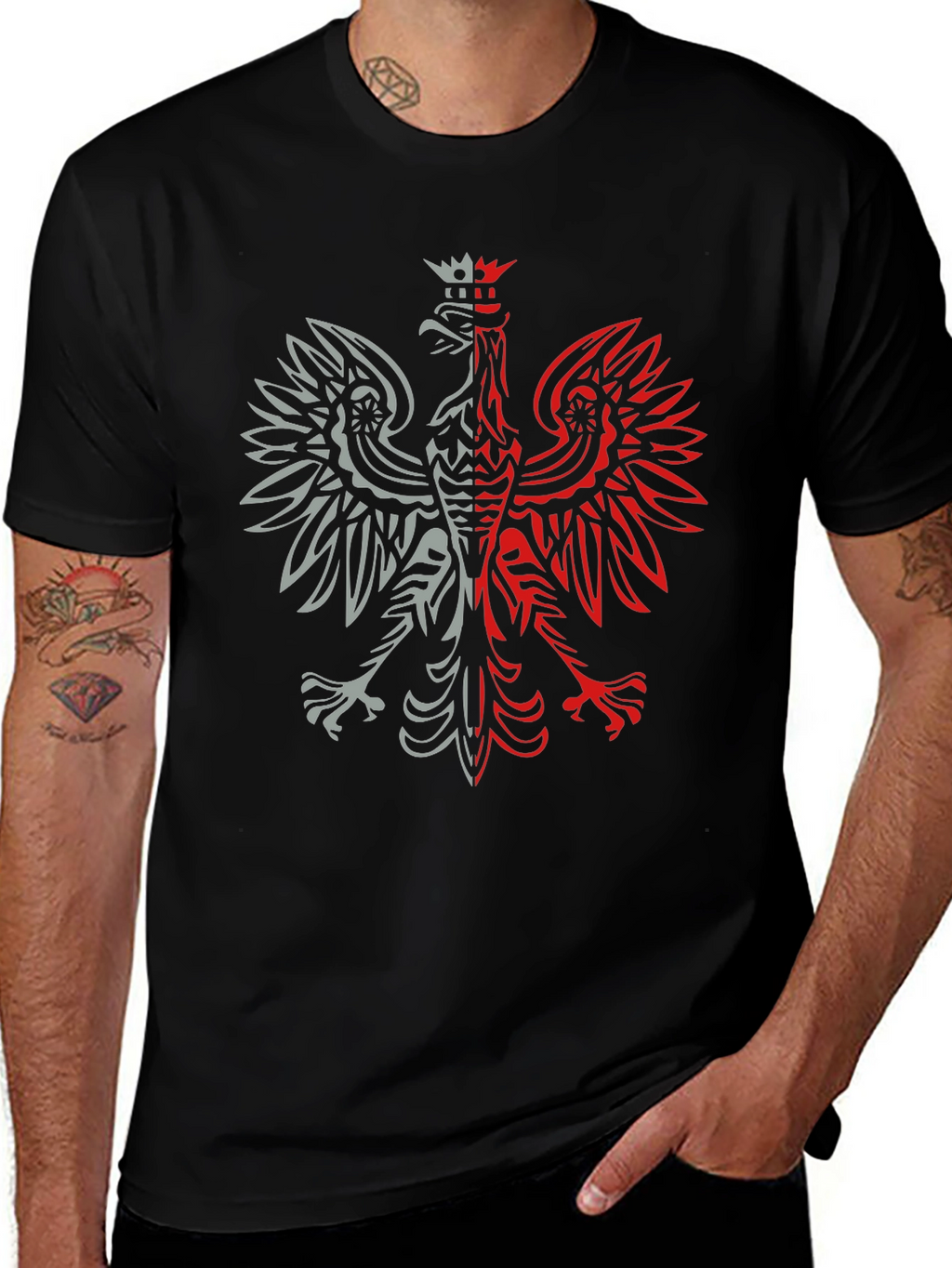 Polish Eagle Graphic Tee - Black Patriotic Shirt