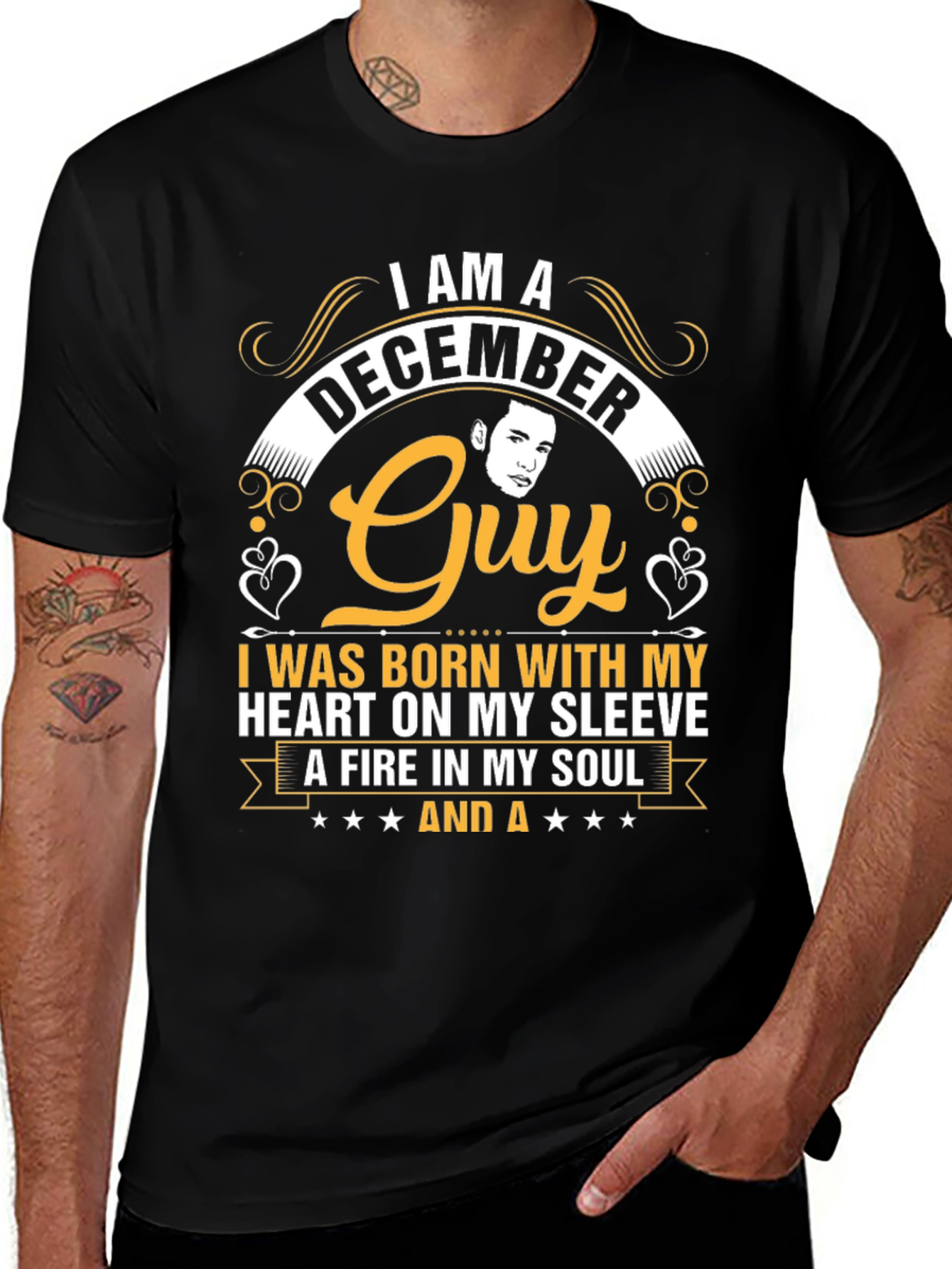 December Guy T-Shirt - Heart on Sleeve Fire in Soul