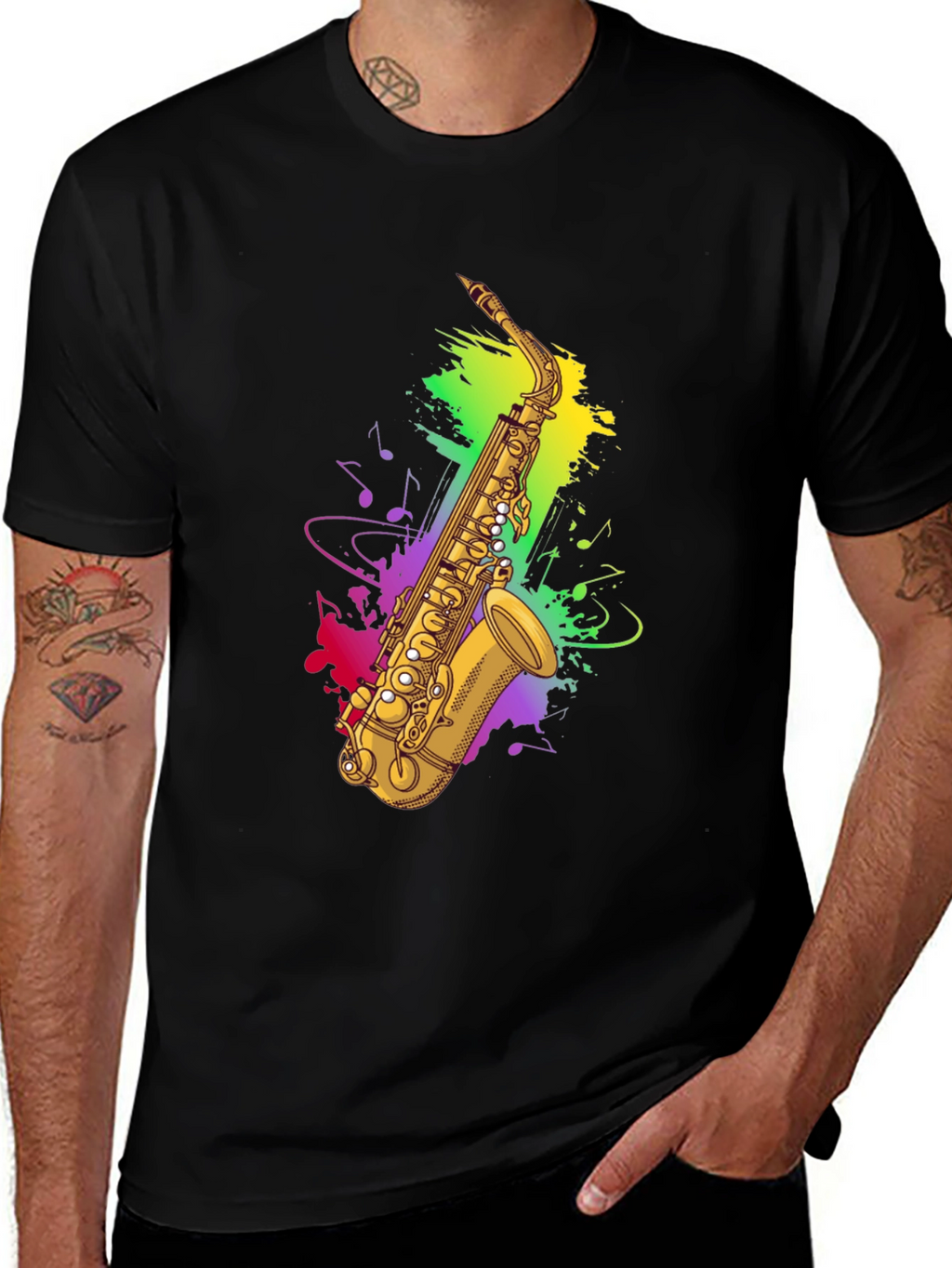 Saxophone Music T-Shirt - Black Graphic Tee