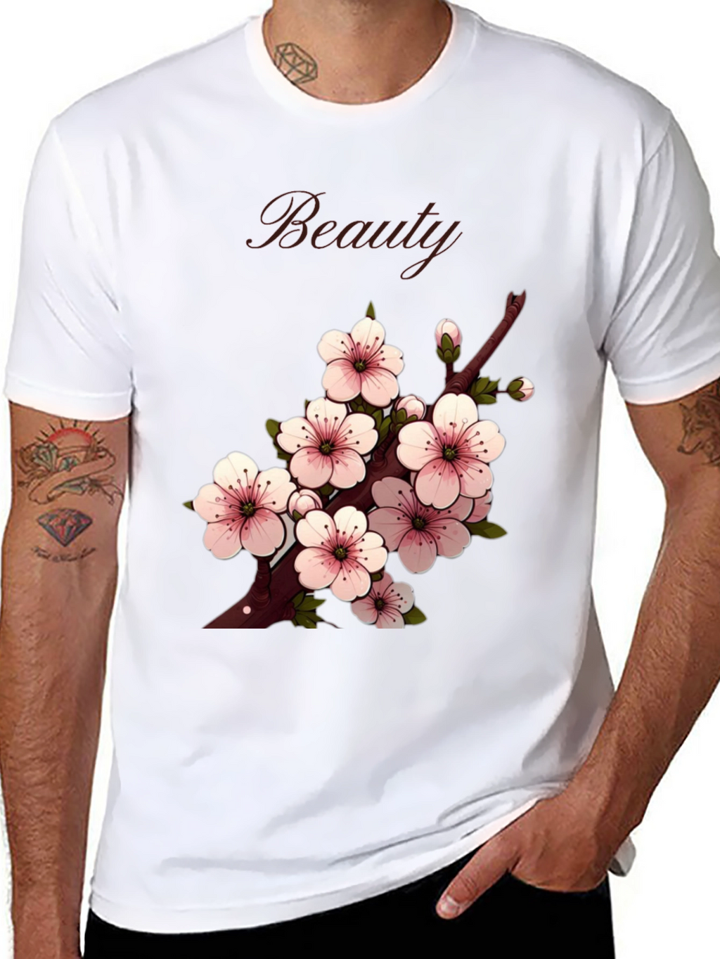 Beauty Cherry Blossom Graphic Tee - Stylish Casual Wear