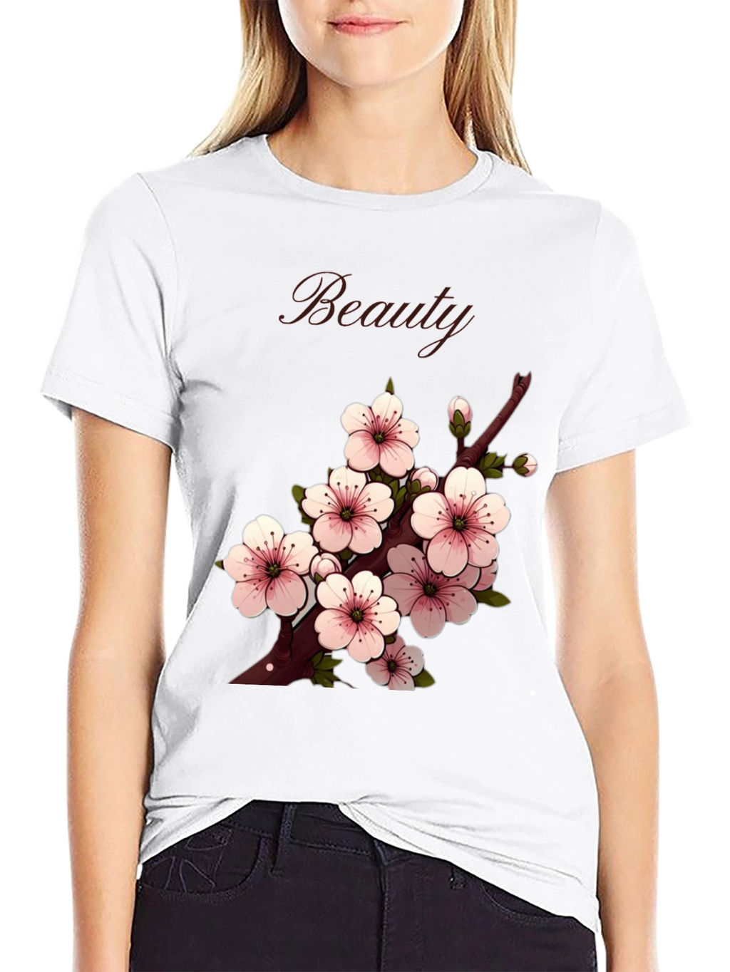 Beauty Cherry Blossom Graphic Tee - Stylish Casual Wear