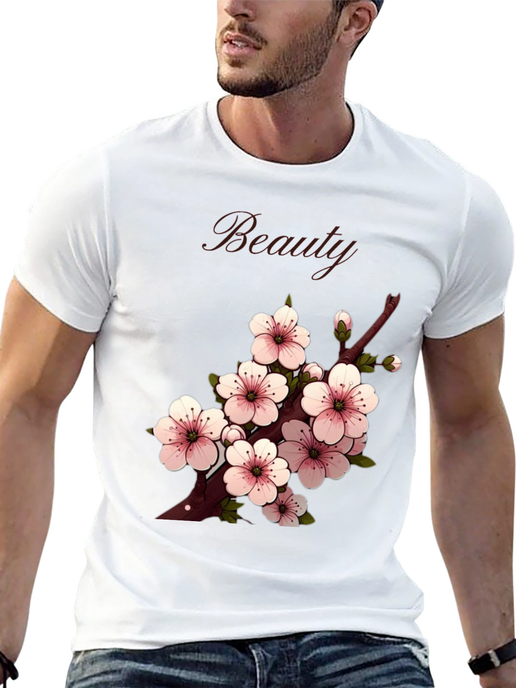 Beauty Cherry Blossom Graphic Tee - Stylish Casual Wear