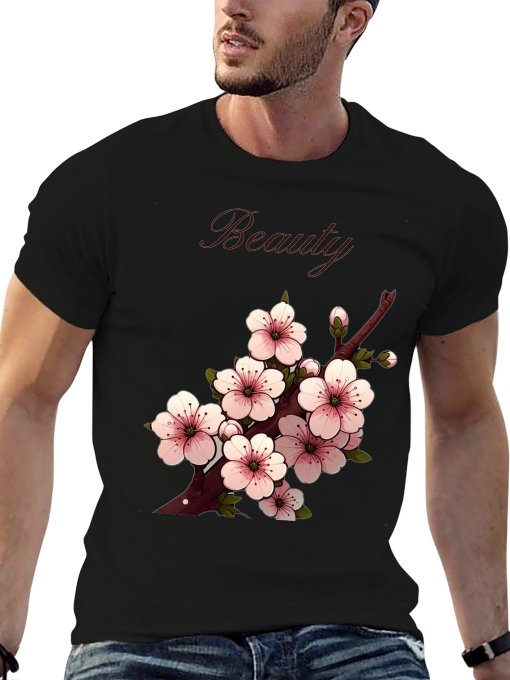 Beauty Cherry Blossom Graphic Tee - Stylish Casual Wear