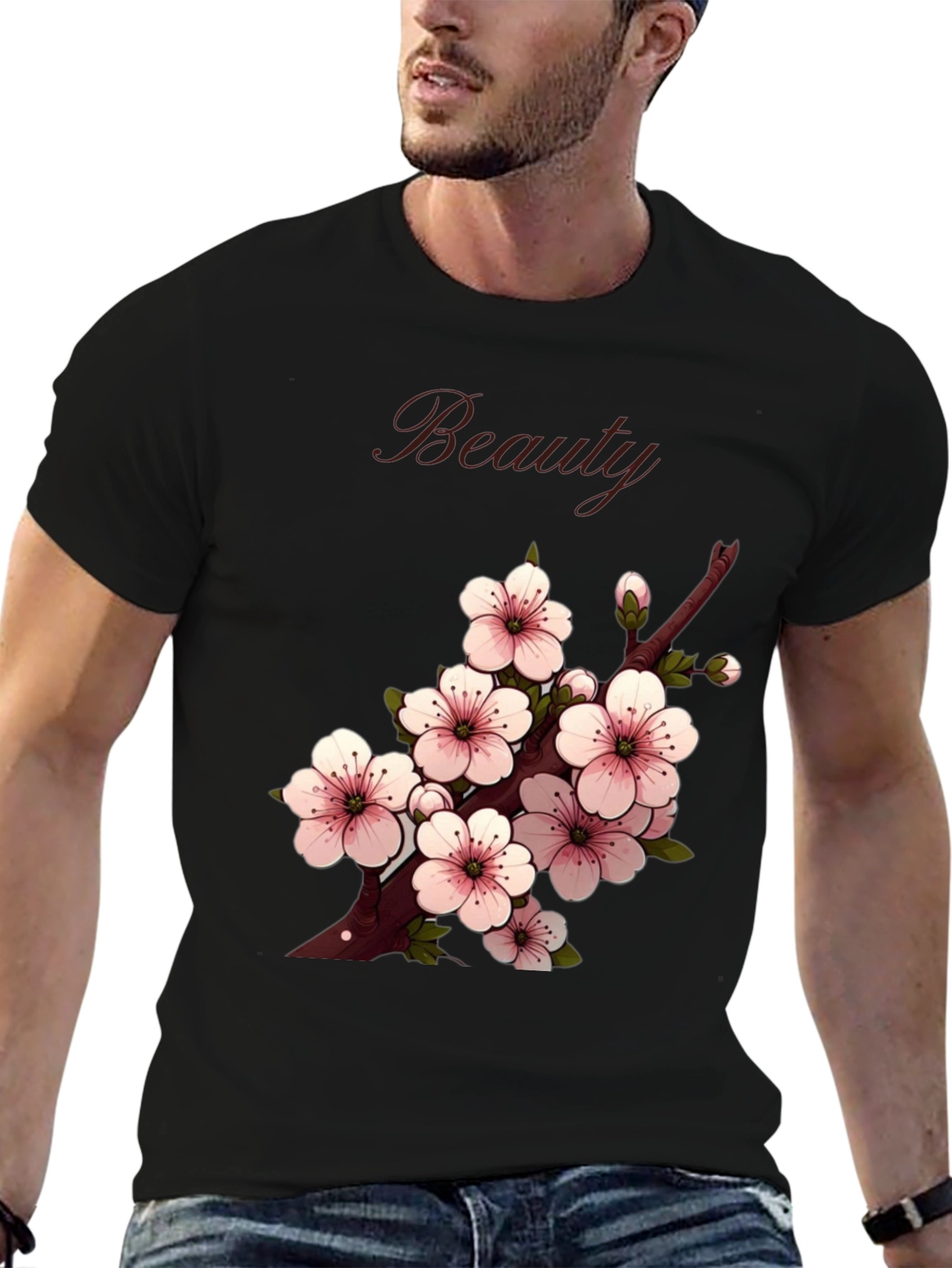 Beauty Cherry Blossom Graphic Tee - Stylish Casual Wear