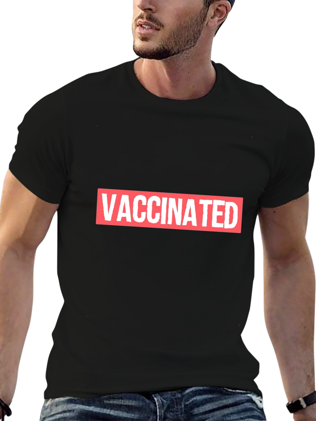 Vaccinated Black T-Shirt - Show Your Status