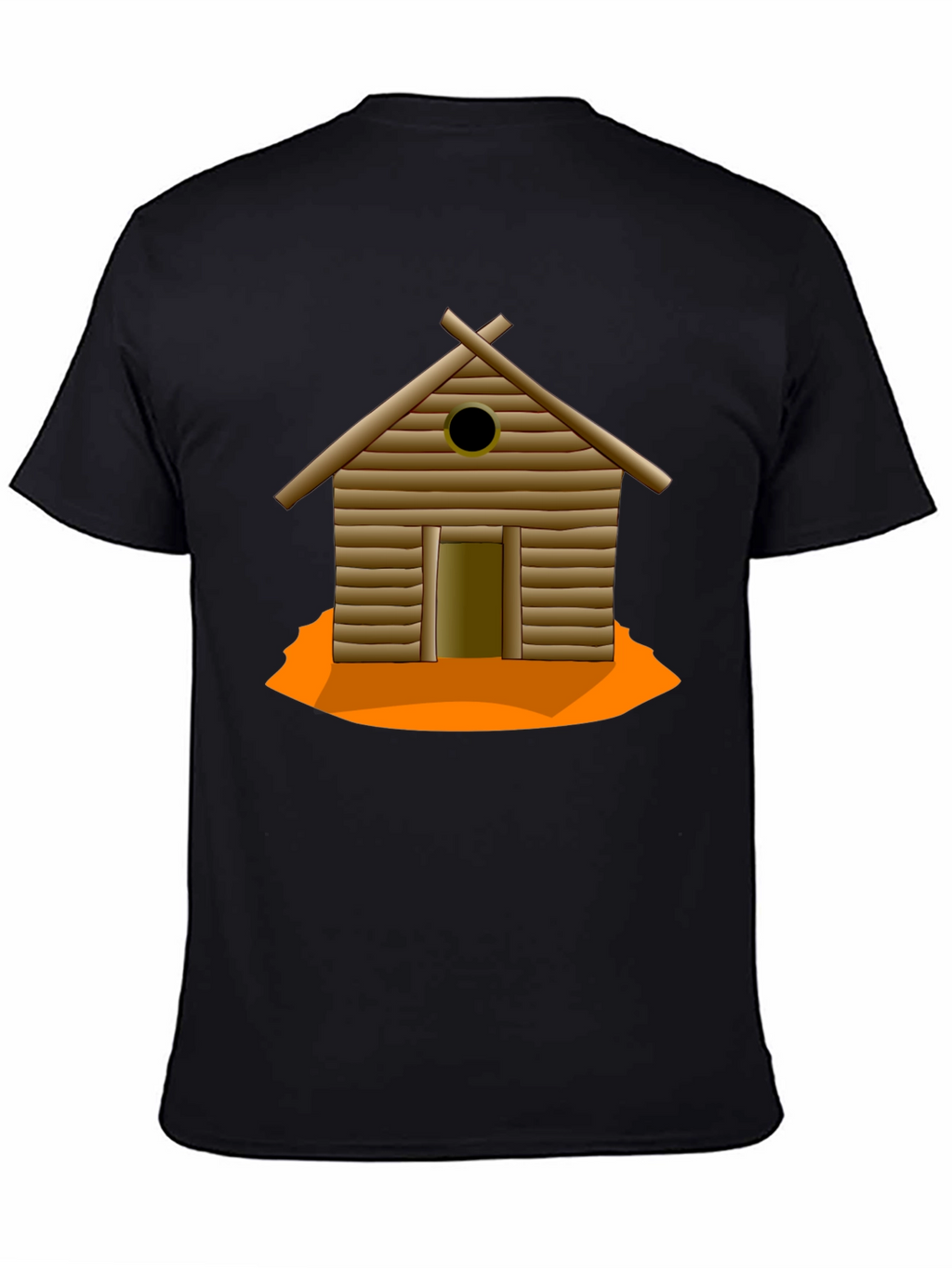 Rustic Cabin Graphic Tee - Black Cotton T-Shirt