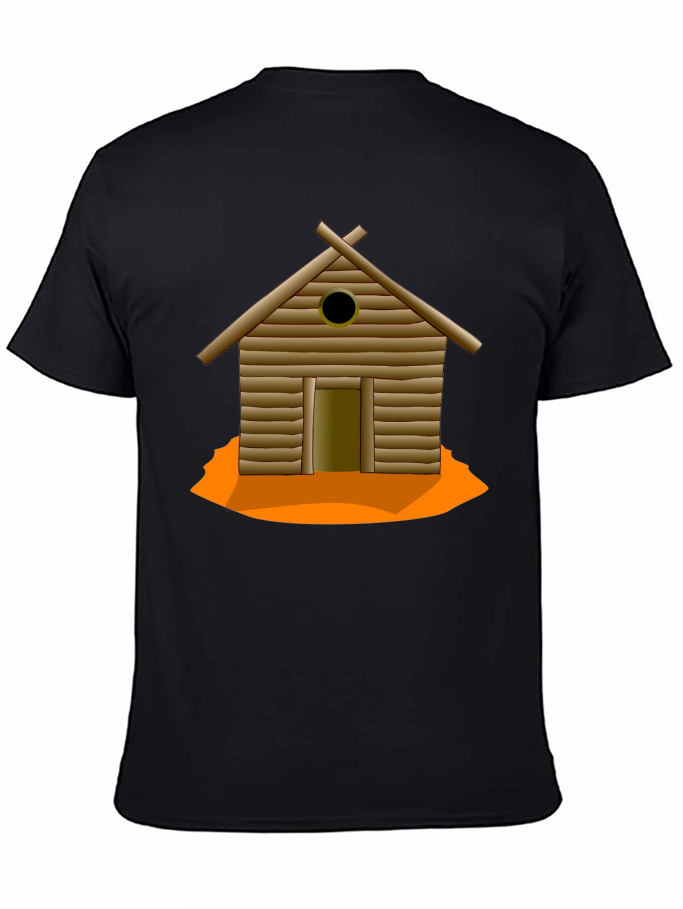 Rustic Cabin Graphic Tee - Black Cotton T-Shirt