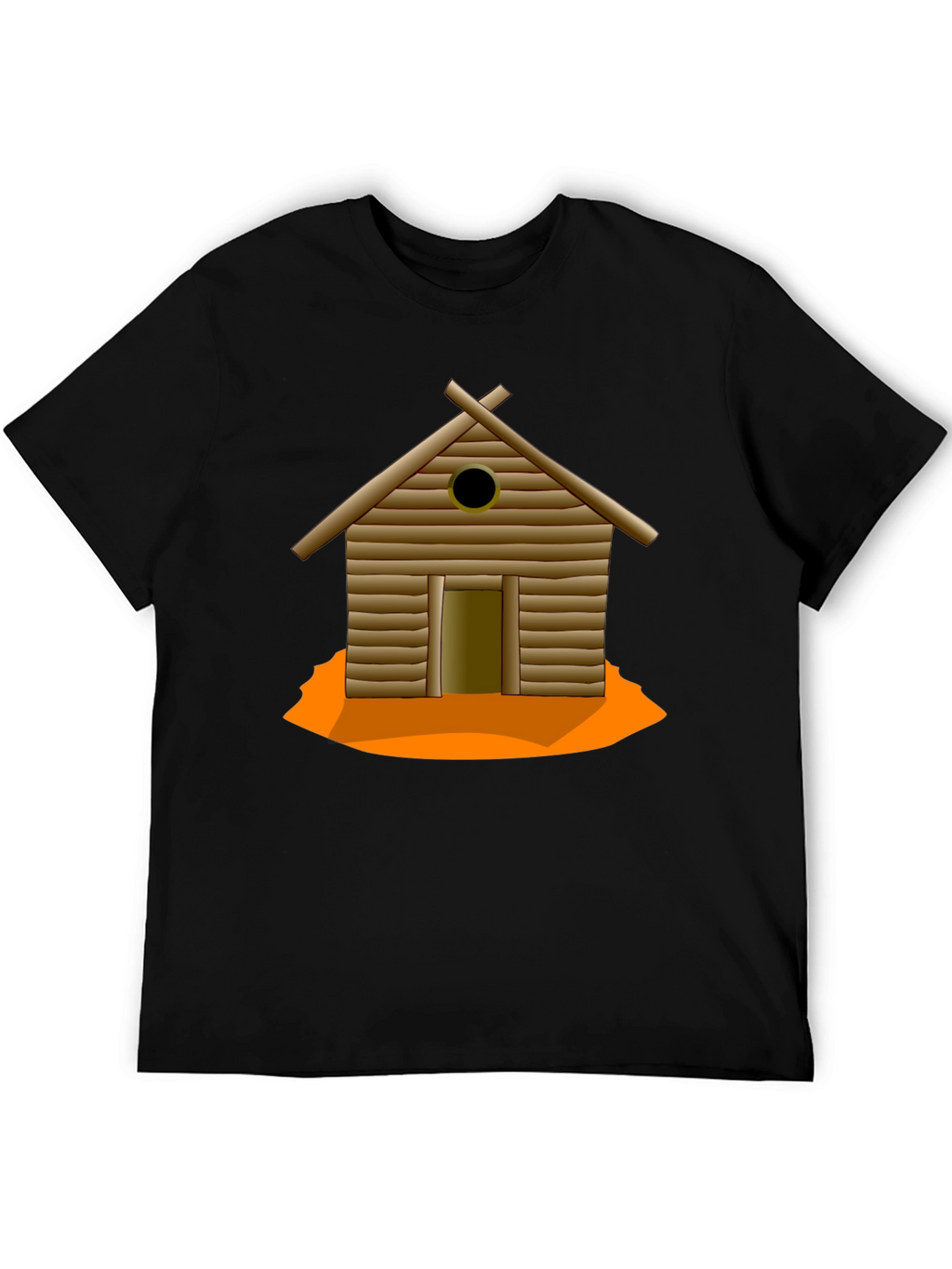 Rustic Cabin Graphic Tee - Black Cotton T-Shirt