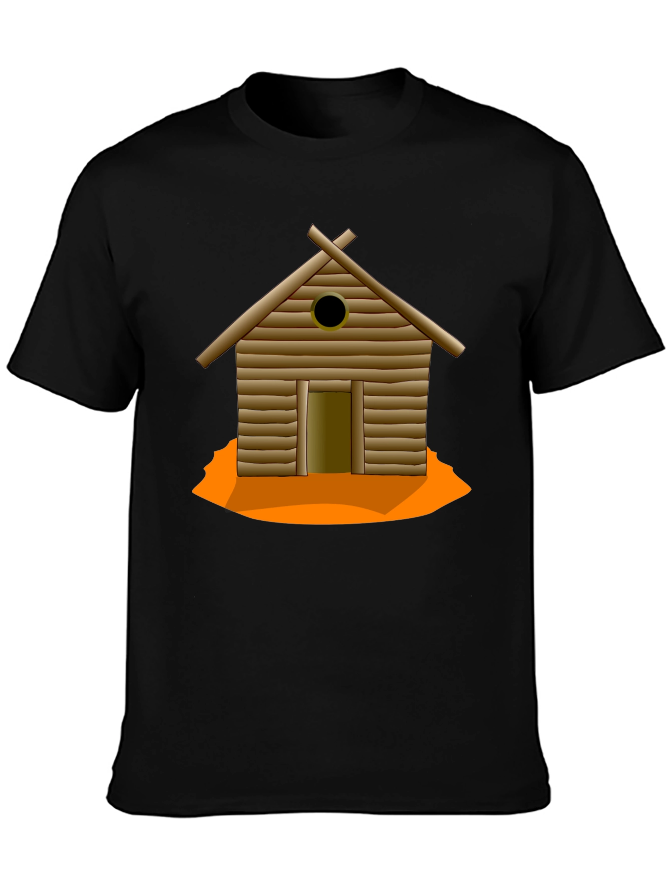 Rustic Cabin Graphic Tee - Black Cotton T-Shirt