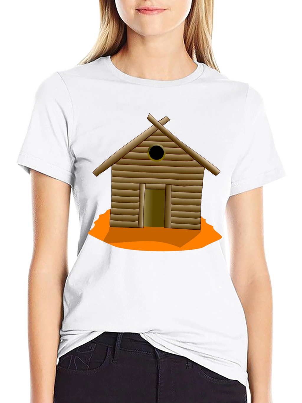 Rustic Cabin Graphic Tee - Black Cotton T-Shirt