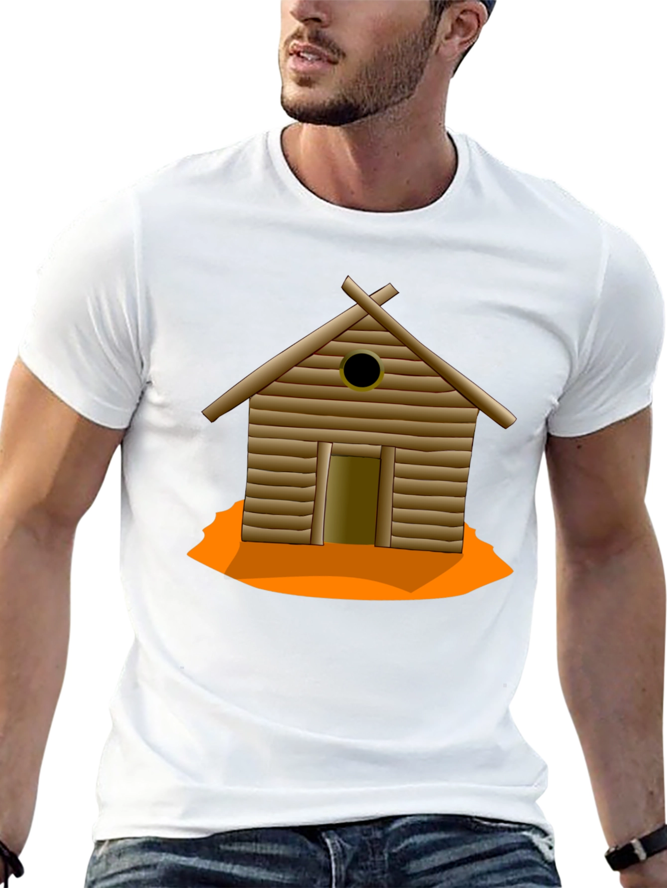 Rustic Cabin Graphic Tee - Black Cotton T-Shirt