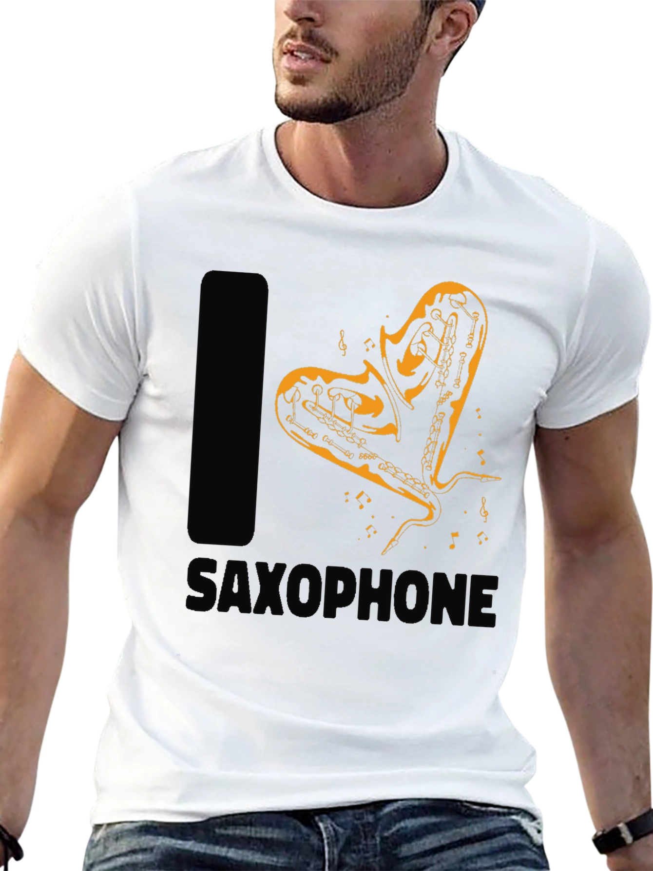I Love Saxophone Graphic T-Shirt - Musician Apparel