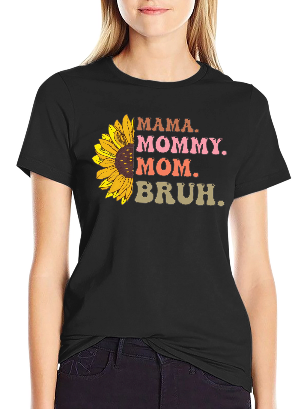 Mama Mommy Mom Bruh Sunflower Graphic Tee