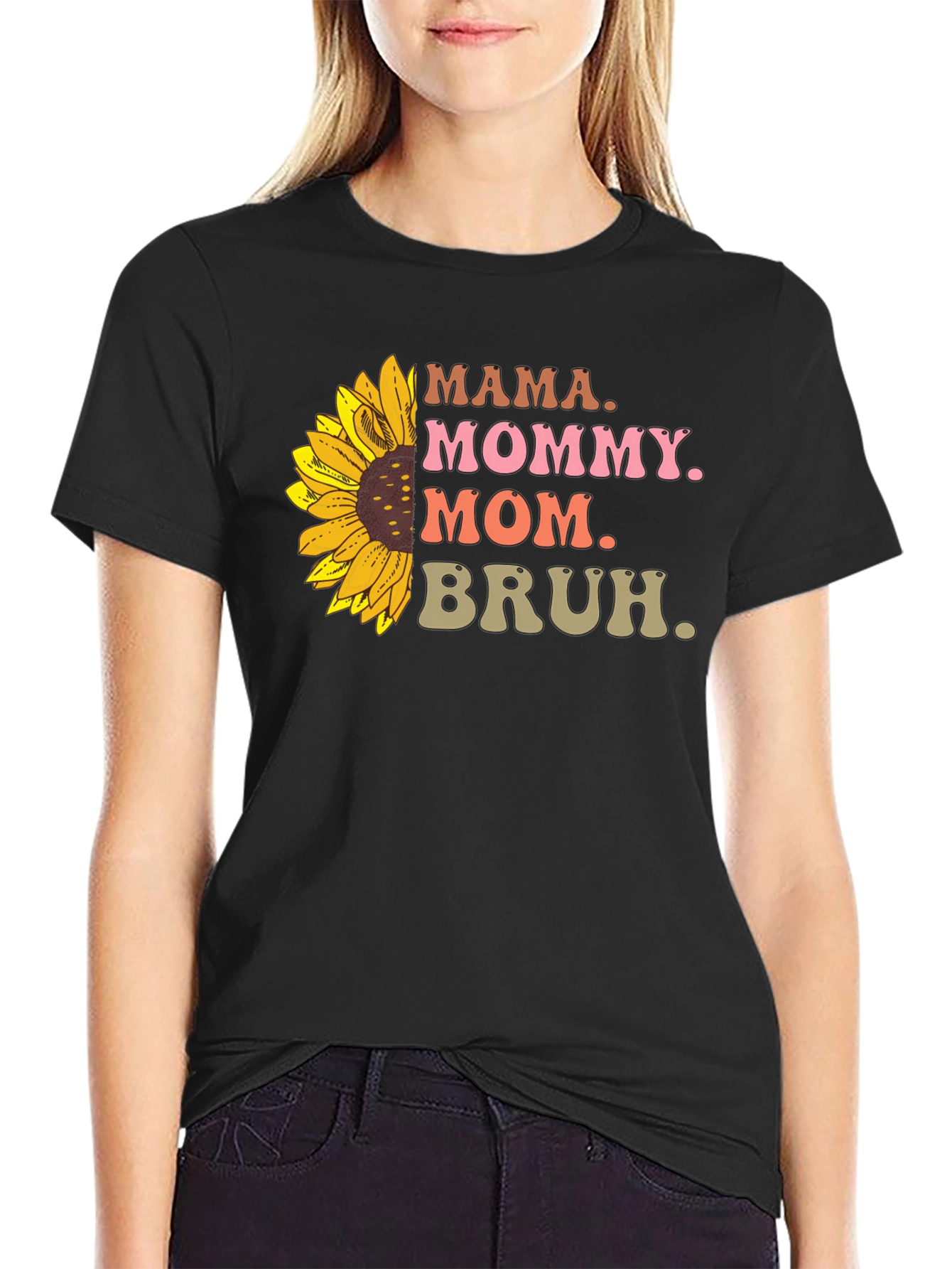 Mama Mommy Mom Bruh Sunflower Graphic Tee